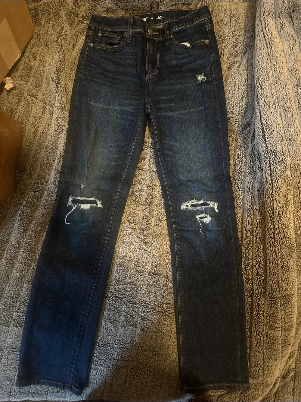 Old Navy Dark Blue Distressed Skinny Jeans